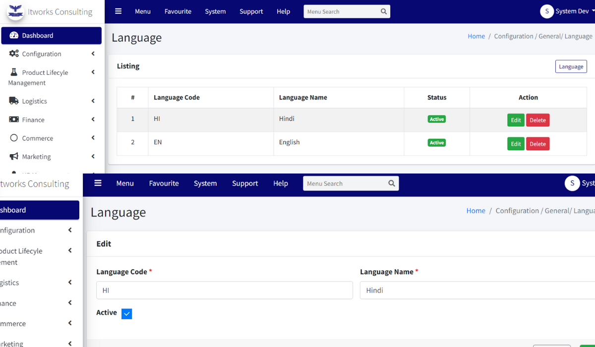 ITWORKS ERP Help: Configuration-Language